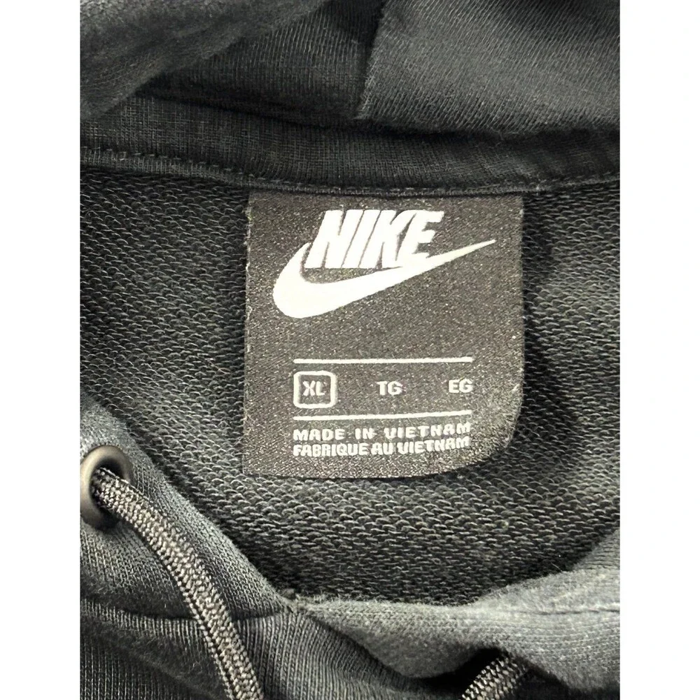 Nike Womens Oversized Cropped Black Hoodie Sweatshirt DJ1074-010 Red Swoosh XL